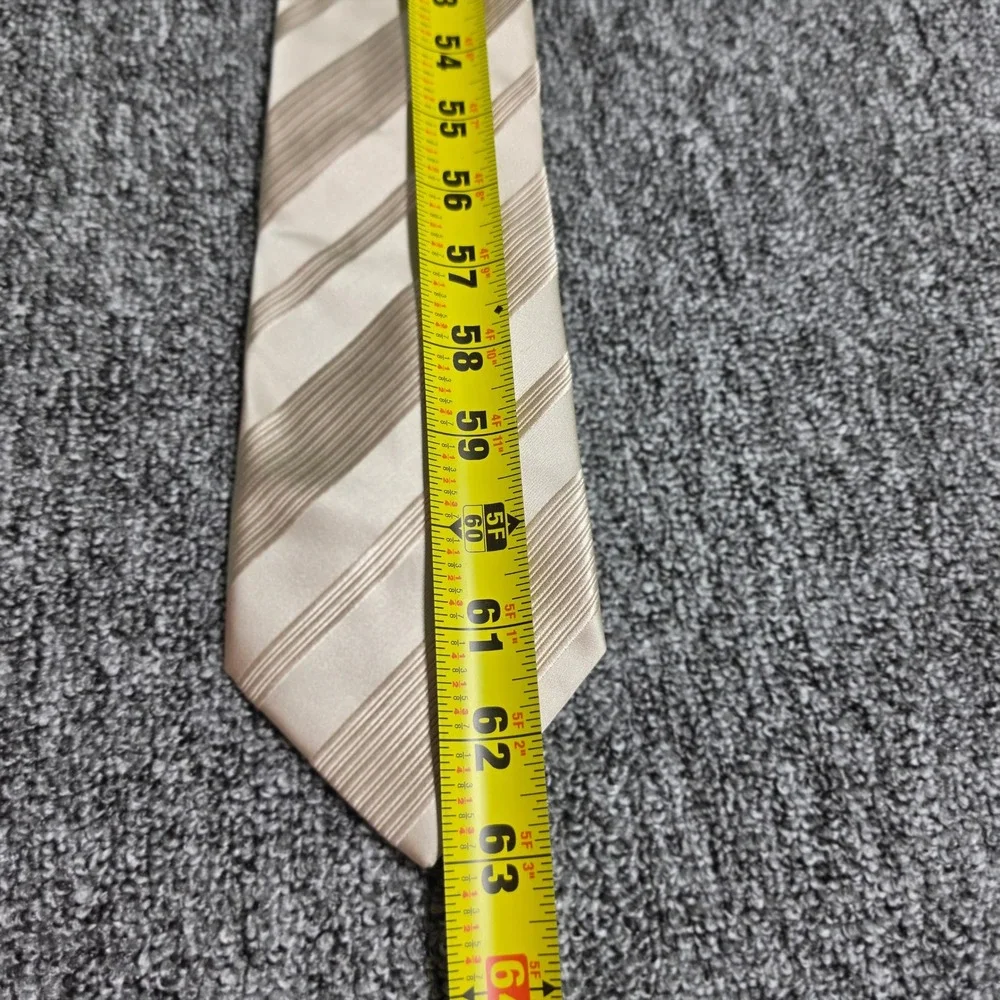 Necktie Donald J Trump OS Mens Beige Excellent Silk Striped Signature Collection